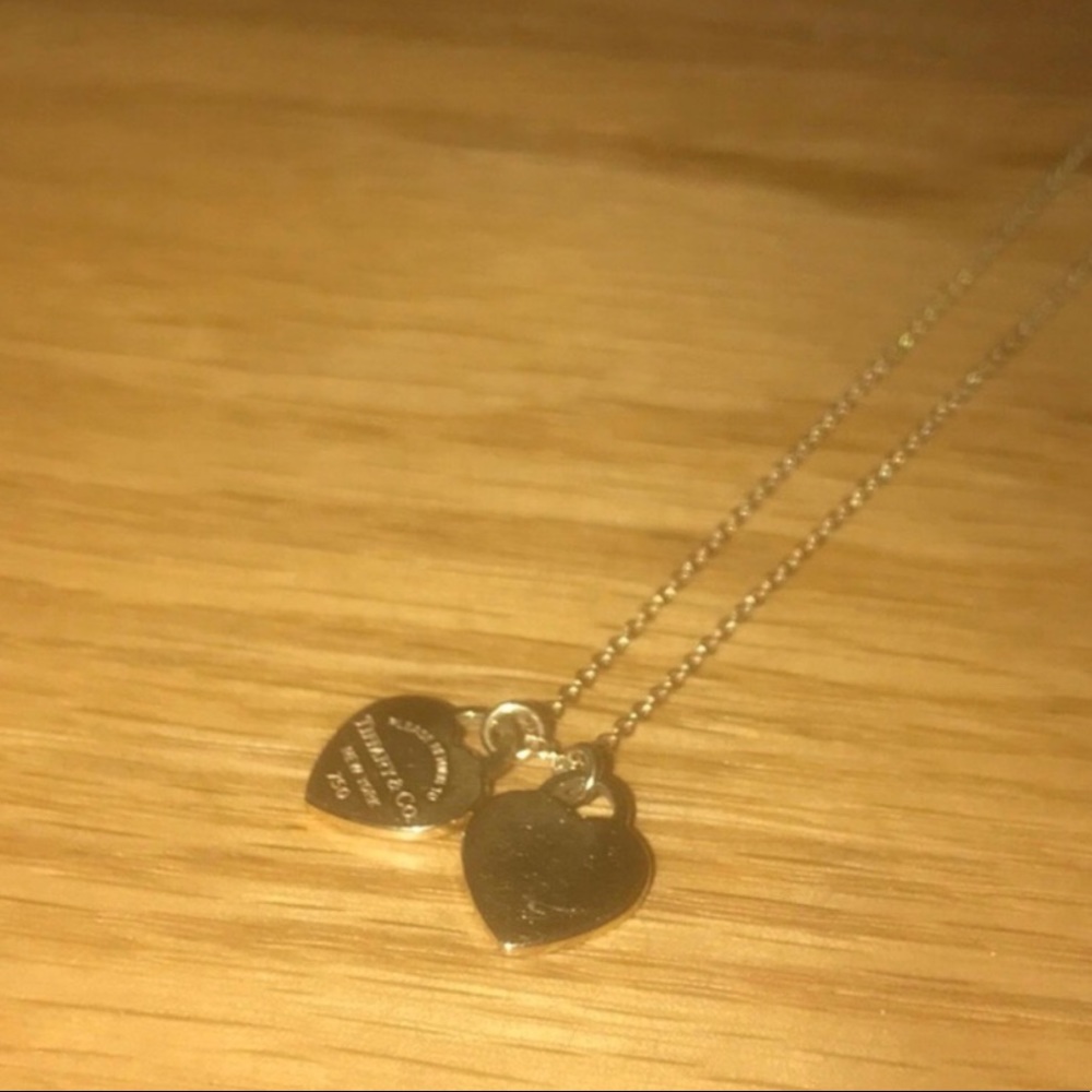 real tiffany and co double gold heart necklace